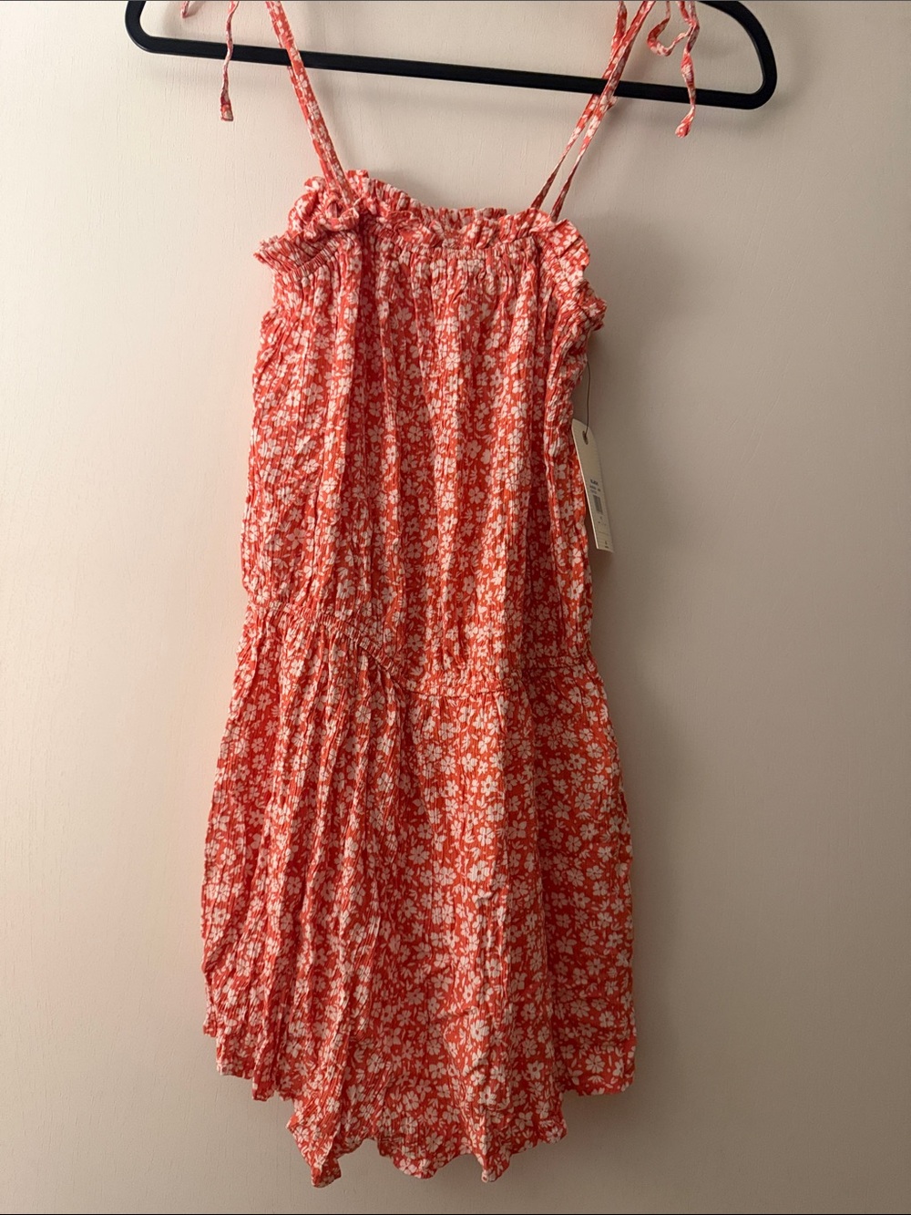 Billabong Coral Mini Sundress with White Floral Print
